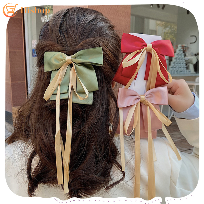 Kẹp Tóc Nơ Lụa Nhiều Màu Thanh Lịch Cho Nữ