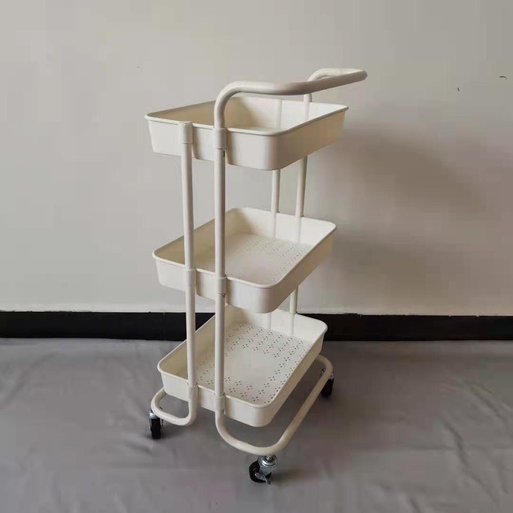 Xe Đẩy 3 Tầng Trang Trí Tiện Lợi Cao Cấp Chính Hãng Đa Năng Nhựa ABS Có Bánh Xe Chịu Lực 50kg  Hồng Xanh Trắng 42*35*87