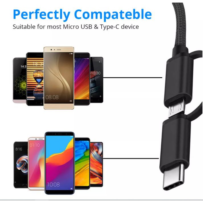 Cáp OTG 2 Trong 1 Đa Năng Chuyển Đổi Micro USB & Type C Sang USB Đồng Bộ Hóa Dữ Liệu Cho Smartphone, Máy Tính Bảng