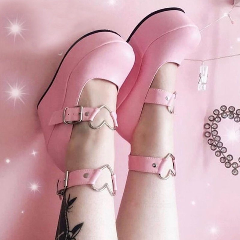 Giày đế xuồng cao phong cách gothic dễ thương ngọt ngào hóa trang Lolita cho nữ