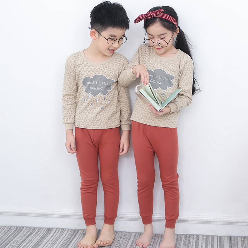 Bộ đồ ngủ dài in hoạt hình dễ thương cho bé