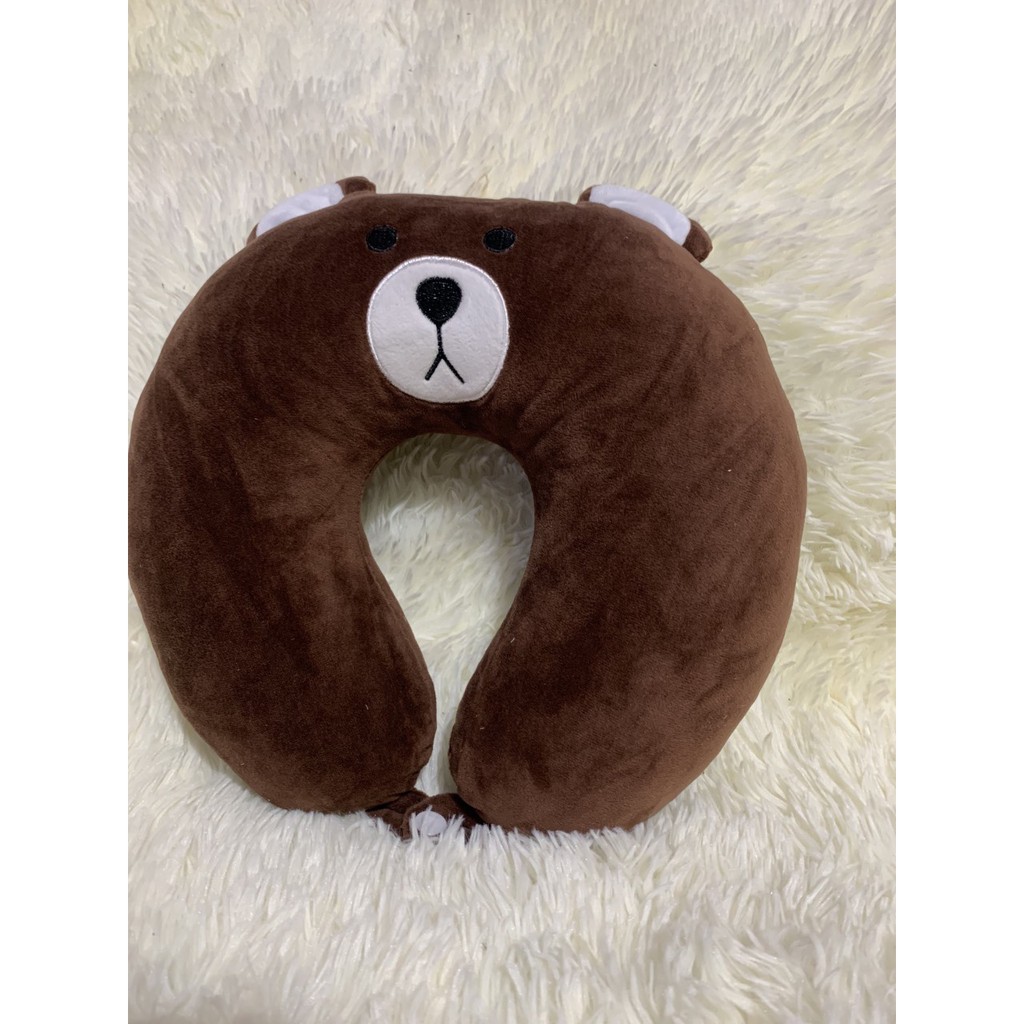 Gối kê cổ chữ U gối cho dân văn phòng đi du lịch có nút bấm - Vỏ Nhung mịn,Chất liệu bông êm Hàng Loại 1