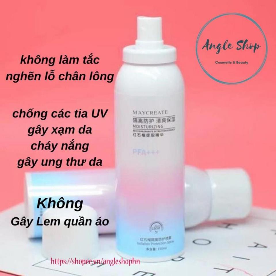 Xịt chống nắng trắng da Maycreate 150ml hàng nội địa Trung