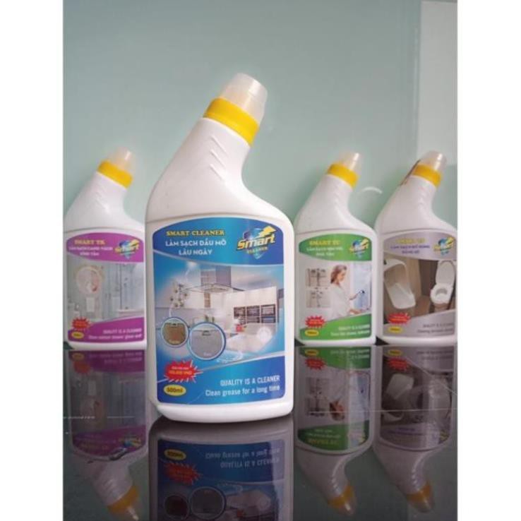Nước tẩy rửa Smart: Tẩy men sứ 500ml, Tẩy đồ nhà bếp 500ml, Tẩy inox sen vòi 500ml, Tẩy cặn canxi trên gương kính 500ml