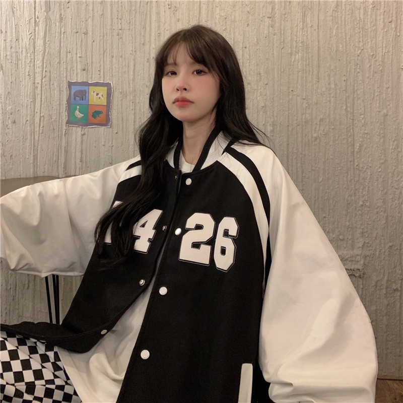 【ZHELIHANGFEI】Áo Khoác Bóng Chày Dáng Rộng Phong Cách Nhật Bản