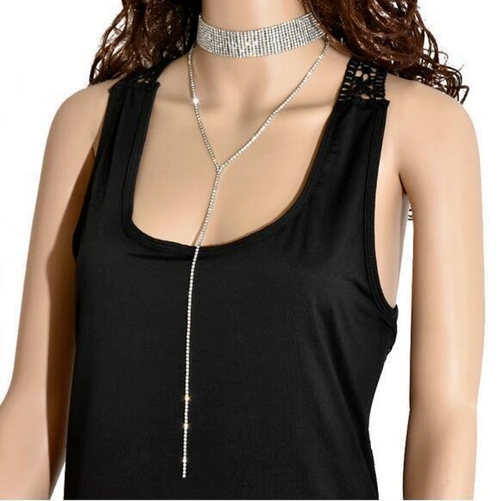 Vòng cổ Kim Loại Nhiều Lớp Đính Đá Thời Trang