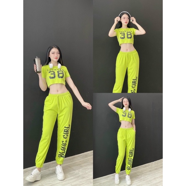 Áo Croptop & Quần Joger Tập Siêu Đẹp