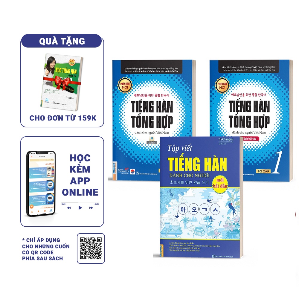 Sách - Combo Tiếng Hàn Tổng Hợp Sơ Cấp 1 (Giáo Trình + Sách Bài tập) Và Vở Tập Viết Tiếng Hàn