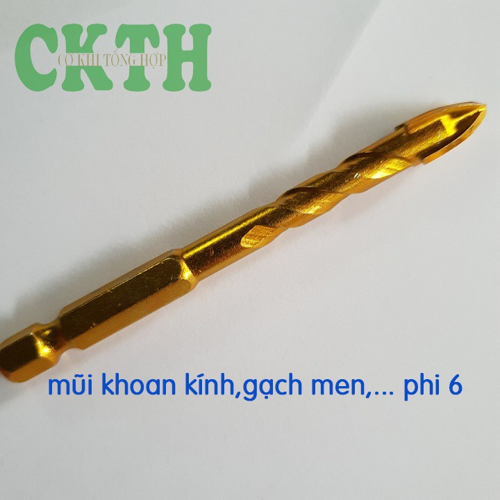 MŨI KHOAN KÍNH,GẠCH MEN,ĐÁ HOA...PHI 6 VÀNG XOẮN