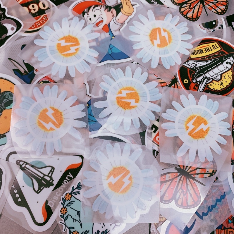Decal Logo Sticker Patch in áo ủi trực tiếp lên vải hình hoa cúc Minusone