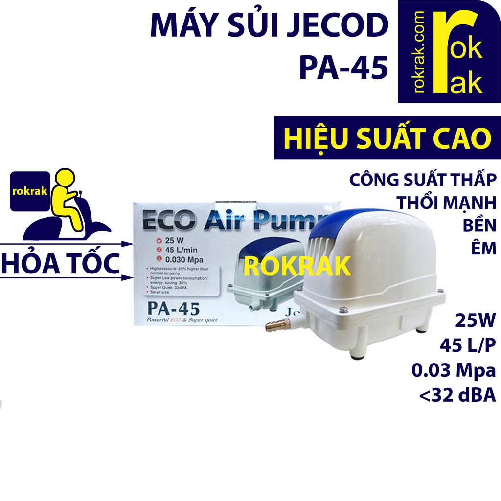 Máy sủi khí oxy Jecod PA-45 PA45 45L/P hiệu suất cao êm bền cho hồ cá