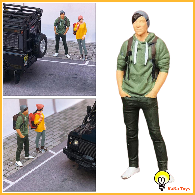 [KaKa Toys]RACE MEDAL 1/64 Scale Figure Tourist Doll Street Scene Train Diorama Yellow