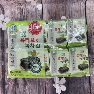Lốc 16 gói rong biển ăn liền vị trà xanh oliu 16 gói x 4g