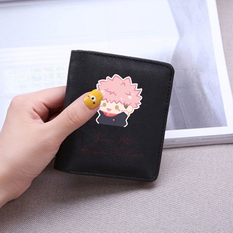 Ví ngắn đen cầm tay IN HÌNH JUJUTSU KAISEN VER TẬP THỂ DỤC đựng vật dụng nhỏ anime chibi