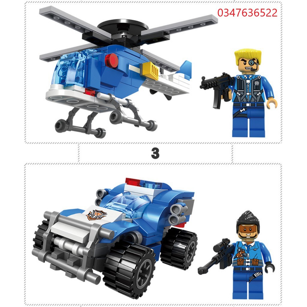 [780 CHI TIẾT] ĐỒ CHƠI XẾP HÌNH LEGO OTO SWAT, LEGO Cảnh Sát, LEGO ROBOT, LEGO TRỰC THĂNG, Lego Máy Bay