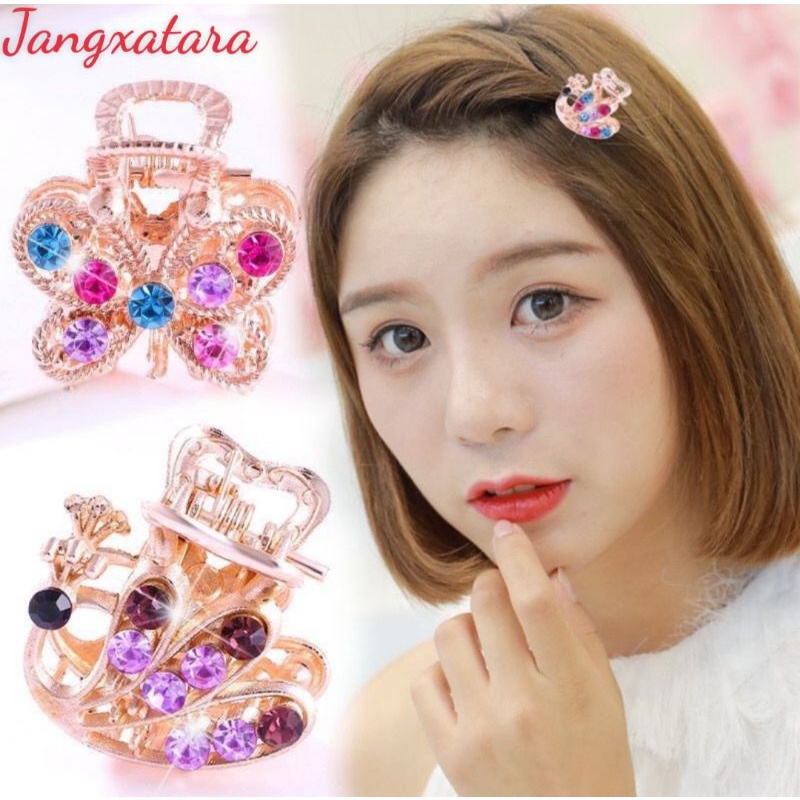 Kẹp tóc kim loại đính đá nhỏ bên hông nữ phía sau hàn quốc