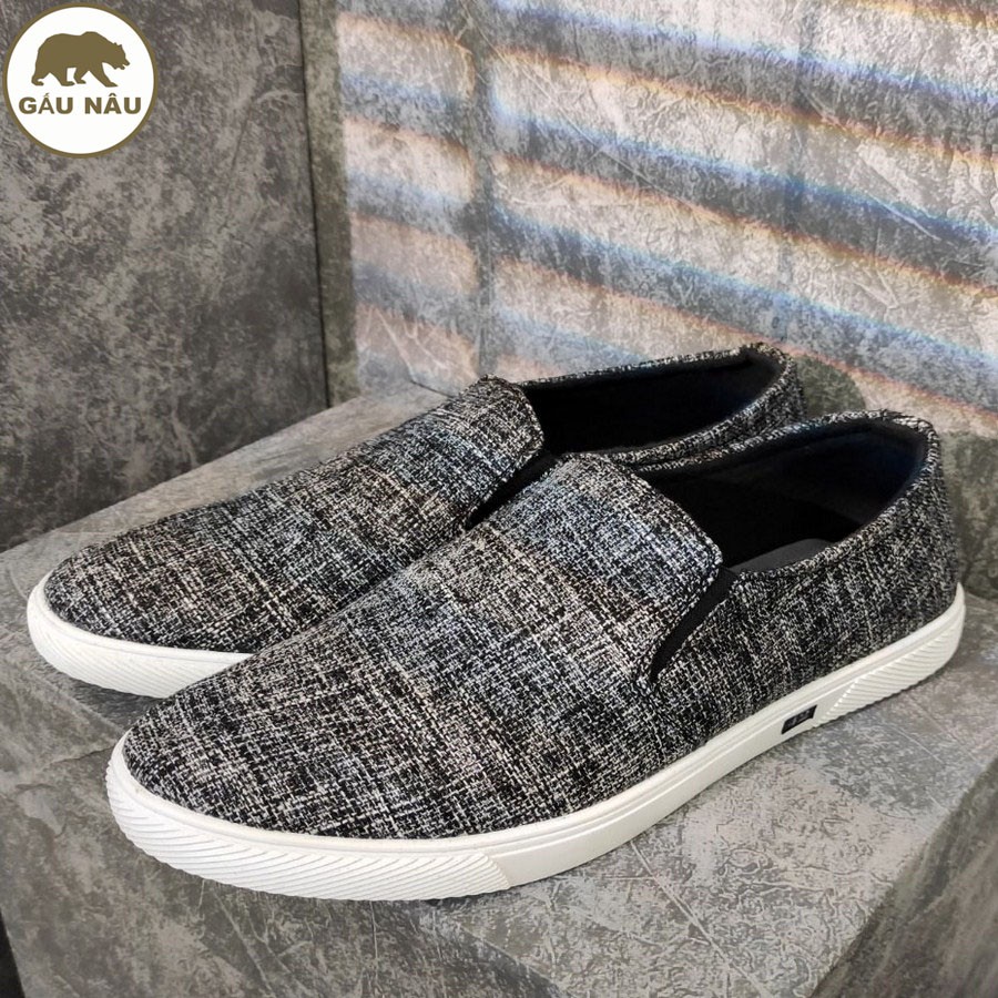 Giày lười nam thân vải siêu tốt đế chống trượt thơi trang GN216 Gấu nâu
