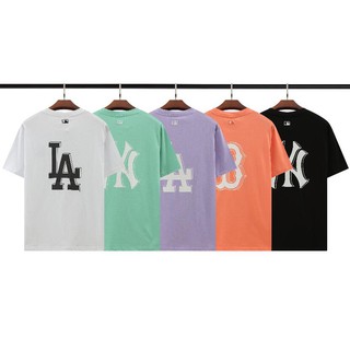 MLB Áo Thun Cotton Ngắn Tay Cổ Tròn In Họa Tiết Độc Đáo Thời Trang