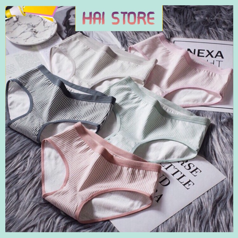 Quần Lót Nữ Cotton, Quần Chip Co Dãn Xuất Nhật Thoáng Mát Phối Kẻ Sọc Đơn Giản Siêu Đẹp An Toàn Sức Khỏe 031
