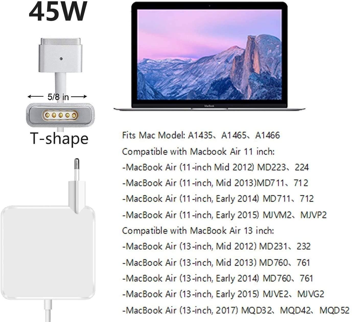 Củ sạc đầu T 45W dành cho Apple MacBook Air 11/13inch A1465