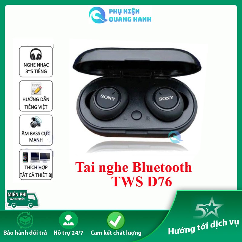🌟Tai nghe Bluetooth Sony sport TWS-D76 Rất ấm Bass-treble rõ ràng