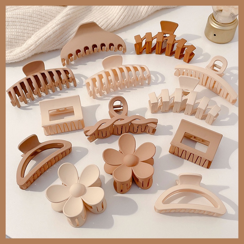 Kẹp Tóc Bằng Acrylic Màu Nâu Cỡ Lớn Phong Cách Retro Thời Trang Cho Nữ