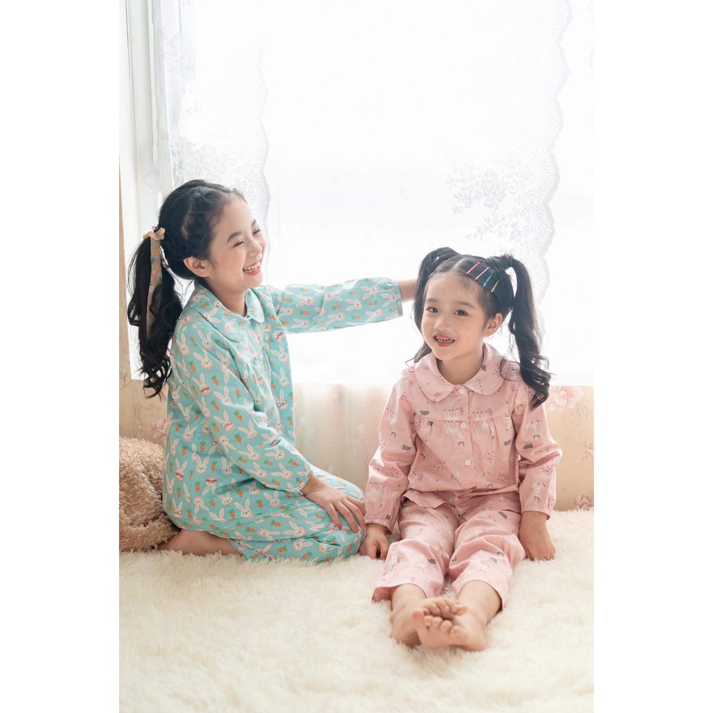 [LITTLE PINK] BỘ PYJAMAS DÀI TAY THU ĐÔNG 2021 VER2