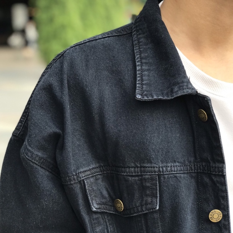 Áo Khoác Jeans Loang Ulzzang Phong Cách Unisex Cho Cả Nam Và Nữ Vải Jeans Xuất Dày Dặn