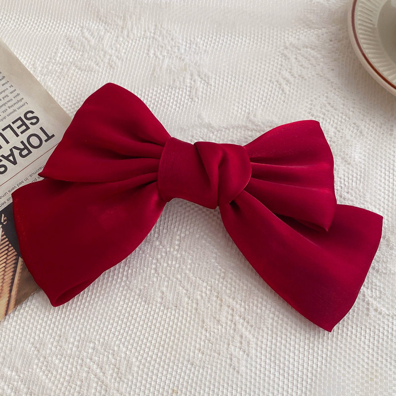 Kẹp tóc nơ vải satin ánh lấp lánh thiết kế hợp thời trang cho nữ