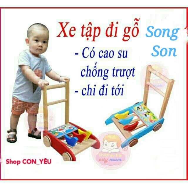 (Hàng chính hãng) XE TẬP ĐI BẰNG GỖ HÌNH 3 THÚ HIỆU SONG SON CHO BÉ