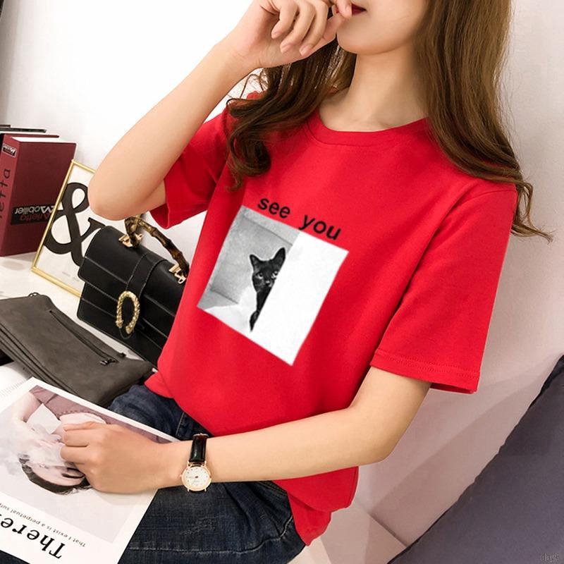 Áo thun form rộng cổ tròn ngắn tay kiểu Hàn Quốc cho nữ