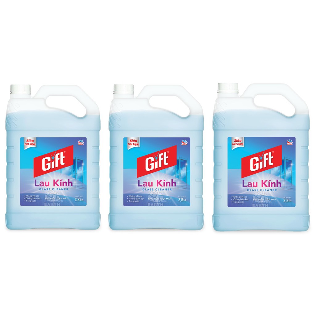 Combo Siêu tiết kiệm 03 Can Nước Lau Kính Gift 3,8kg Hương Sắc biển