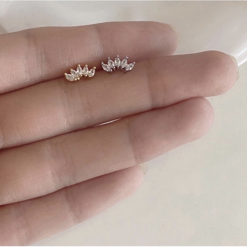 1 CHIẾC Bông tai THÉP Y tế đính đá