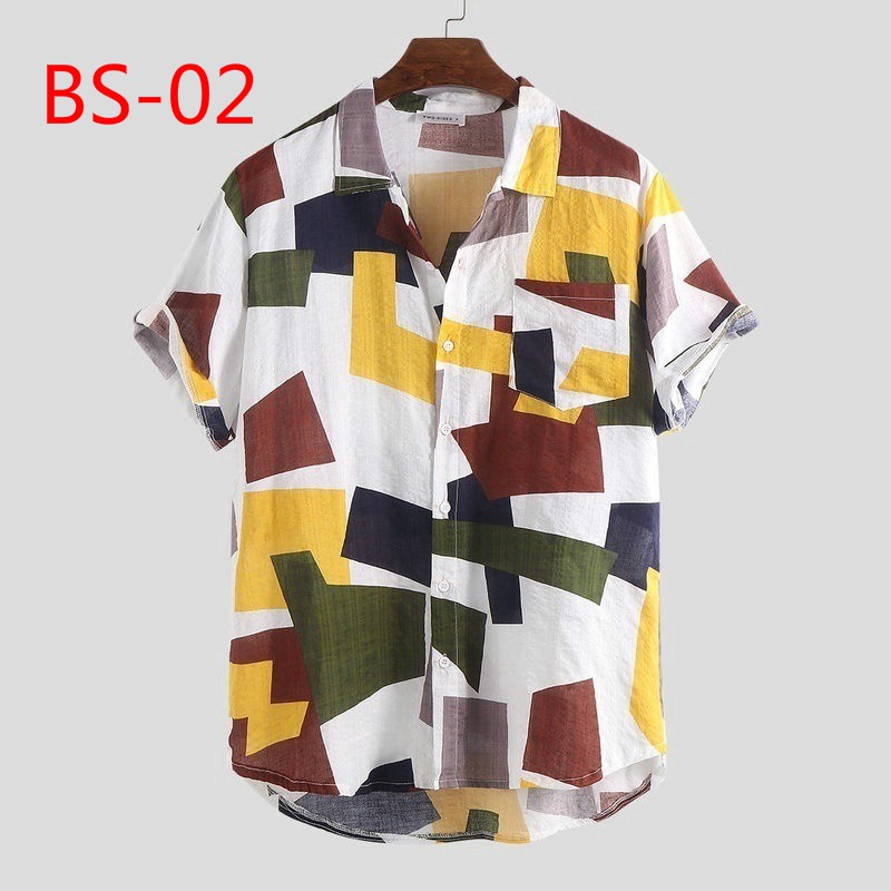 Áo sơ mi ngắn tay có túi in họa tiết phối màu thời trang cho nam | BigBuy360 - bigbuy360.vn