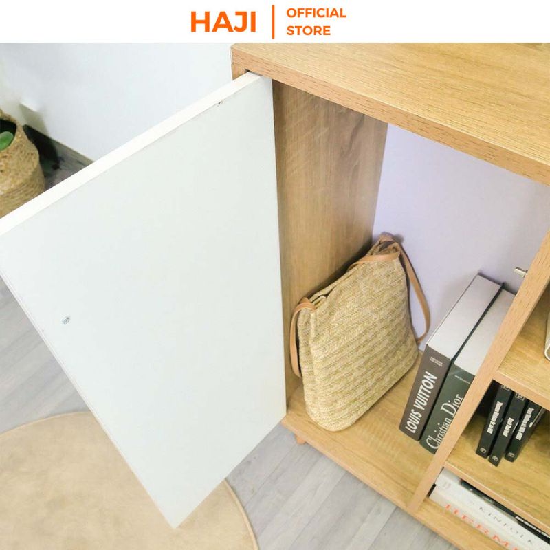 Tủ để đồ kết hợp kệ sách HAJI chân gỗ sồi chắc chắn kiểu dáng hiện đại A130
