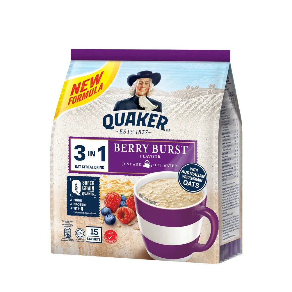 [Mã GRO1APR giảm 20K đơn 150K] Thức uống yến mạch Quaker 3in1 - Vị Berry Burst túi 450g