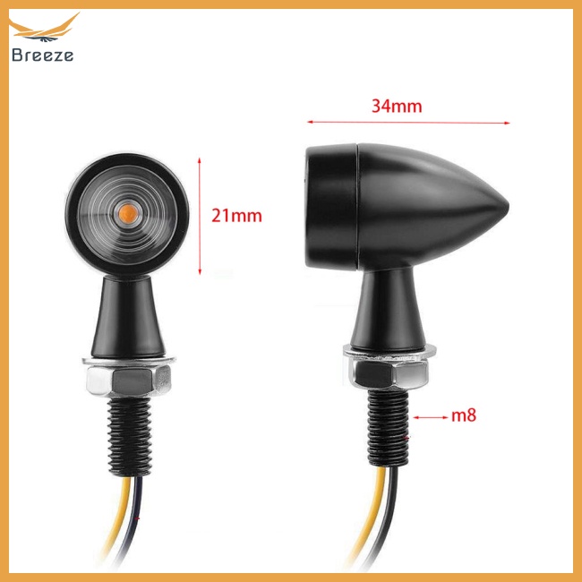 breeze 1 Pair Aluminum + Pc Lens Motorcycle  Led  Mini  Turn  Signal Waterproof Anti-scratch Retro Style Metal Signal