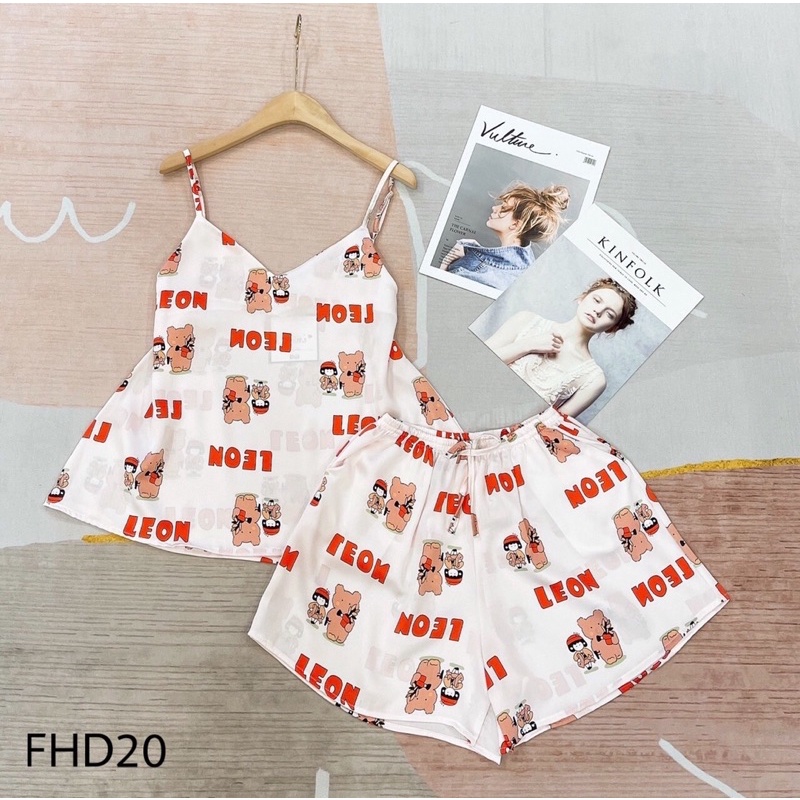 [MÃ MOONI227 GIẢM 10K + FREESHIP EXTRA] Đồ ngủ bộ mặc nhà Lụa Satin 2 dây hoạ tiết trẻ trung | BigBuy360 - bigbuy360.vn