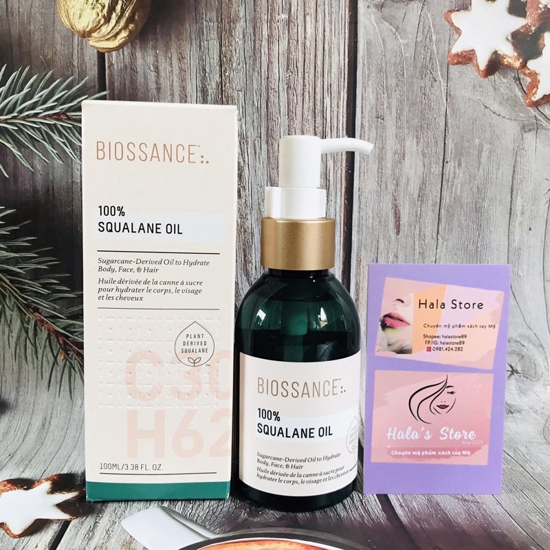 Dầu dưỡng ẩm Squalane Oil tinh khiết 100% Biossance dùng được cho mặt, toàn thân và cho tóc