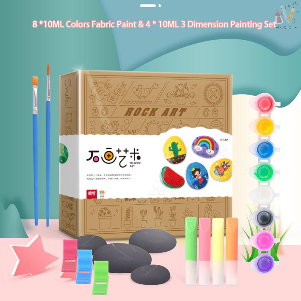 Bộ Dụng Cụ Vẽ Tranh Vải Canvas / Gốm 3d 8 X10Ml + Giá Đỡ 4x10ml Diy