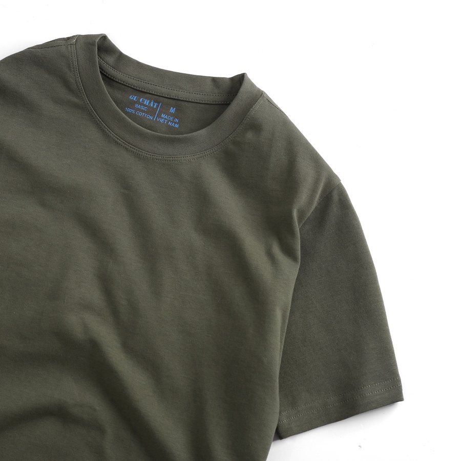 Áo Thun Nam Tay Ngắn Gu Chất Trơn Basic, Chất Thun Cotton Co Giãn 4 Chiều - GUTN07M