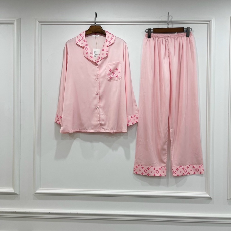 BỘ LỤA PYJAMA L.V HỒNG CAO CẤP