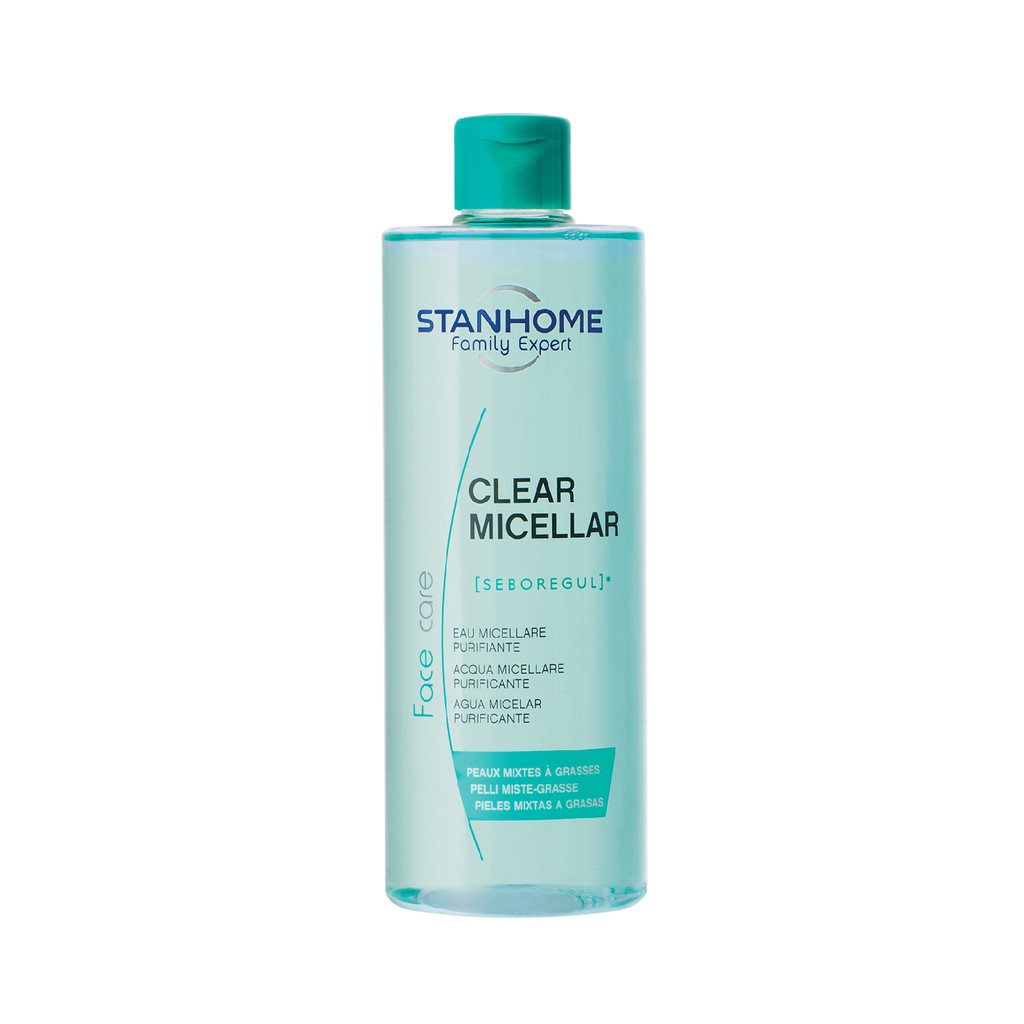 Nước rửa mặt, tẩy trang 2 trong 1 cho dầu mụn, da nhạy cảm Stanhome Family Expert clear micellar 400ml