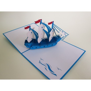 Thiệp 3d con thuyền may mắn