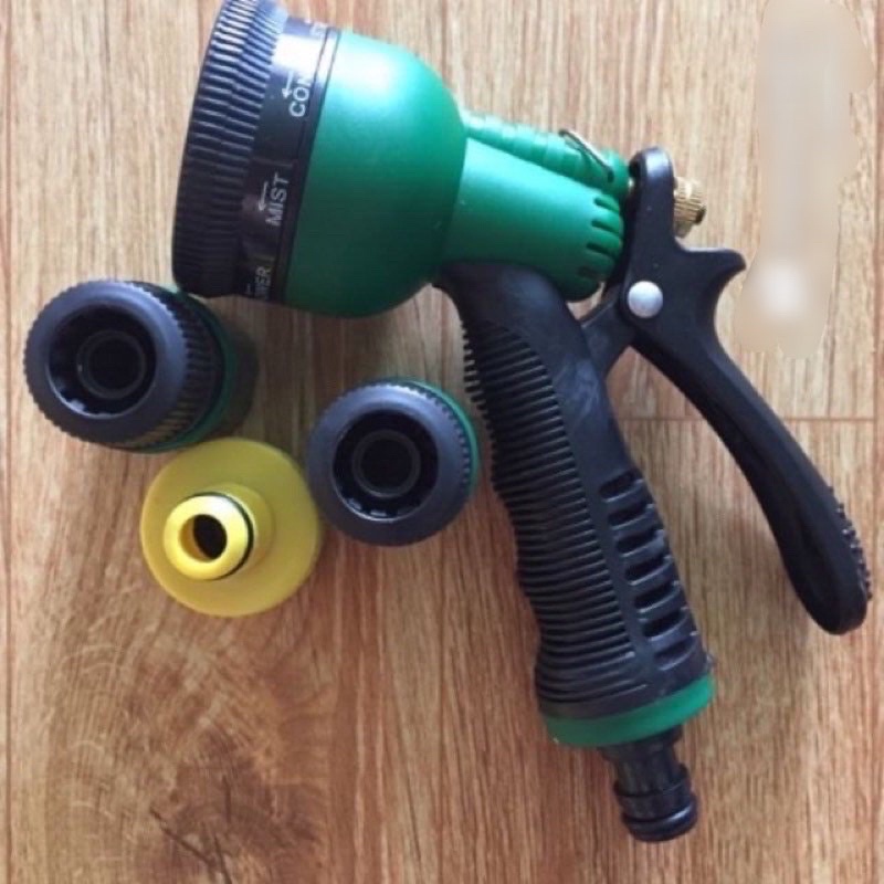 Vòi tưới cây, vòi rửa xe 6 chế độ kèm đầu nối ống mềm.