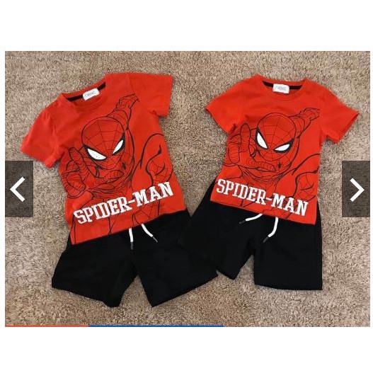 Bộ Next Spider Man Nhện Đỏ áo cotton quần đùi da cá cho bé trai