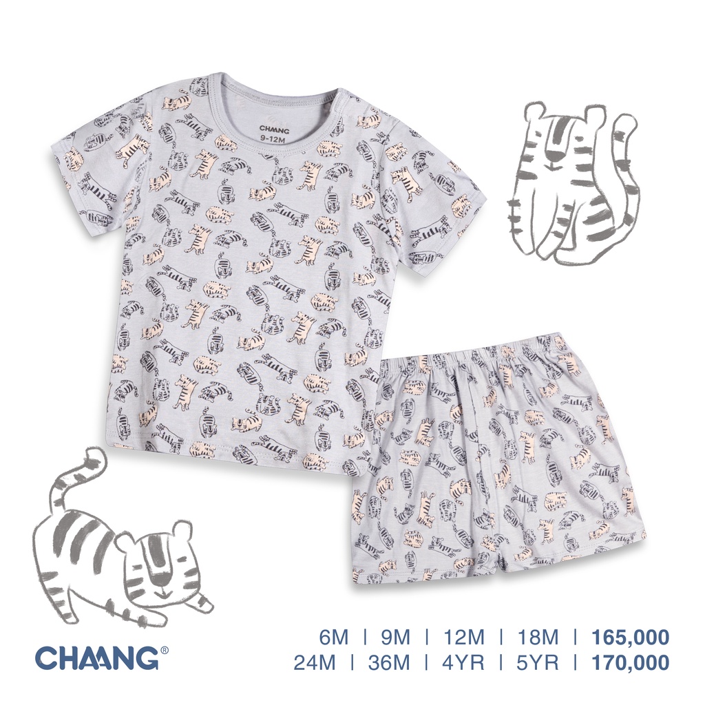 [CHAANG] Bộ cộc tay cúc vai cho bé Tigger hổ xám