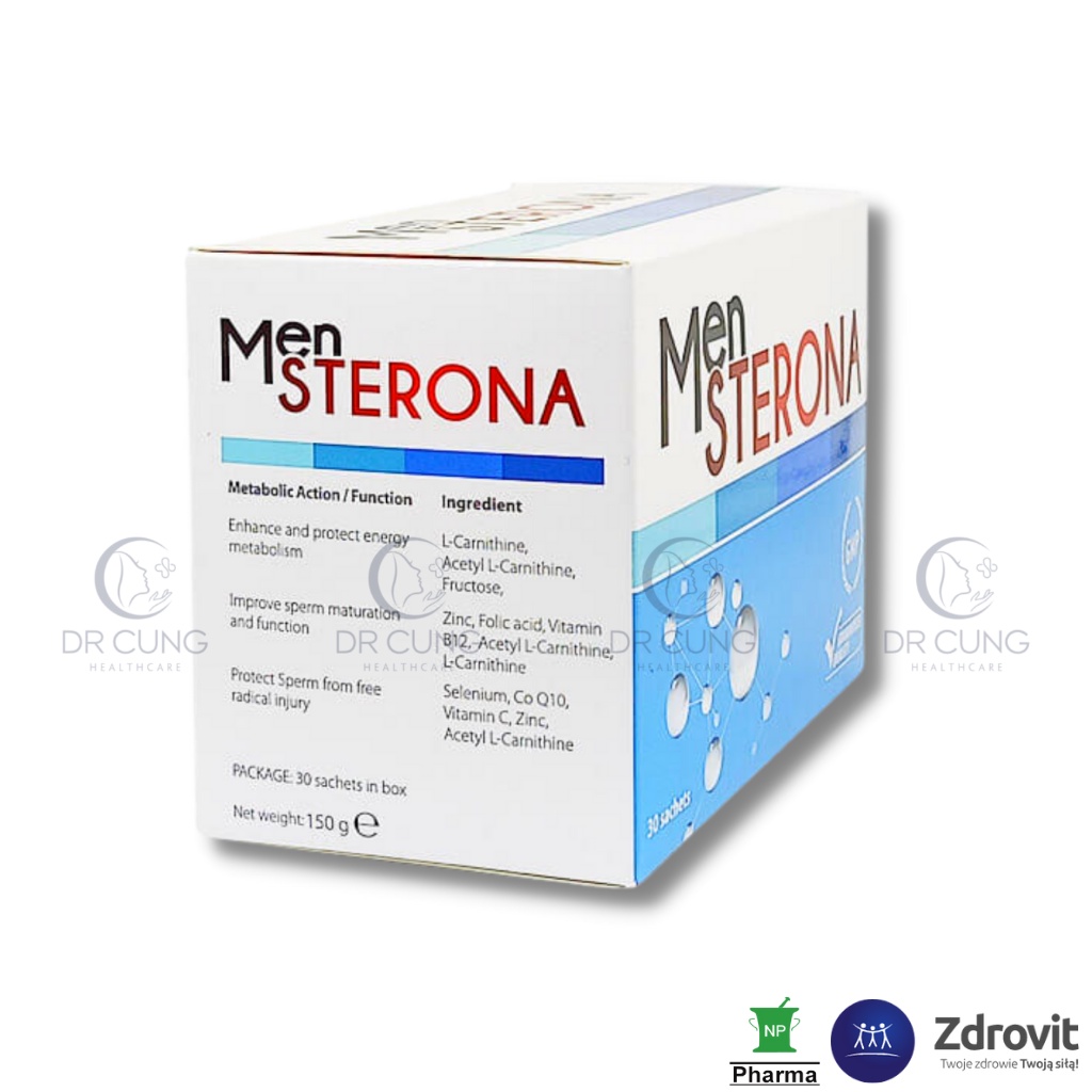 Bác Sĩ Cung Mensterona - Bổ Tinh Trùng, Tăng Cường Sinh Lý Nam, Tăng Sức Đề Kháng, Tăng Thụ Thai (Hộp 30 gói)