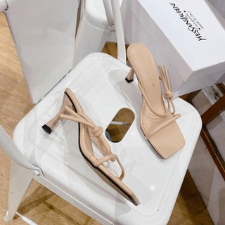 Dép cao Gót, Guốc Nữ 2 dây mảnh thắt nơ gót 6P Siêu sang, Hàng Đẹp, Chất Da Xịn Chuẩn Size