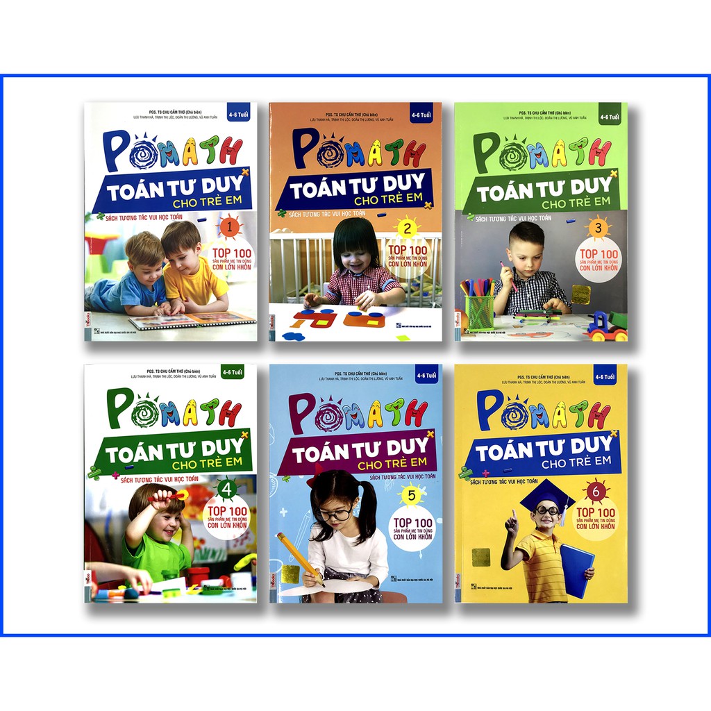 Sách - Combo trọn bộ POMath Toán tư duy cho trẻ em (6 quyển) Tặng Truyện Song Ngữ Anh Việt